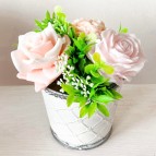 IN STOCK, Bucket XS with 3 soap flowers, mix 1