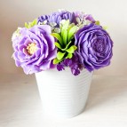 IN STOCK, Bucket with 5 soap flowers, mix 8