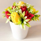 IN STOCK, Tulips in bucket, 11 soap flowers, mix 2