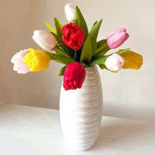 IN STOCK, Tulips in vase, 11 soap flowers, mix 1
