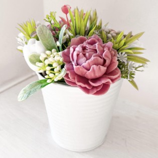 IN STOCK, Bucket with 5 soap flowers, mix 1