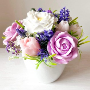 IN STOCK, Bucket with 11 soap flowers, mix 1