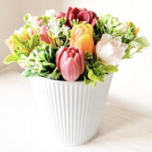 IN STOCK, Tulips in bucket XXL, 15 soap flowers, mix 4